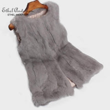 Load image into Gallery viewer, ETHEL ANDERSON Women Real Rabbit Fur Vest Genuine Fur Coats For Laides Fur Vest Gilet Long Style Coat Outwear gilet