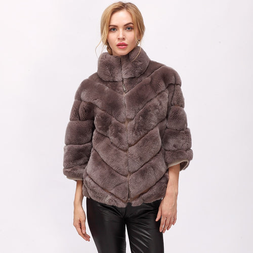 CNEGOVIK 2018 winter short rabbit fur real fur batwing coat short real fur coat womens Winter