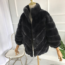 Load image into Gallery viewer, CNEGOVIK 2018 winter short rabbit fur real fur batwing coat short real fur coat womens Winter