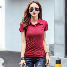 Load image into Gallery viewer, Spring Autumn Winter Casual Polo Women New Long Sleeve Slim Polos Mujer Black White Red Women Tops For Lady Polo Shirt Female