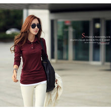 Load image into Gallery viewer, Spring Autumn Winter Casual Polo Women New Long Sleeve Slim Polos Mujer Black White Red Women Tops For Lady Polo Shirt Female