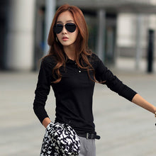 Load image into Gallery viewer, Spring Autumn Winter Casual Polo Women New Long Sleeve Slim Polos Mujer Black White Red Women Tops For Lady Polo Shirt Female