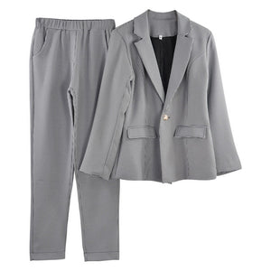MVGIRLRU stylish Pant Suits office lady workwear singel button 2 pockets lining blazer jacket & pant two piece set