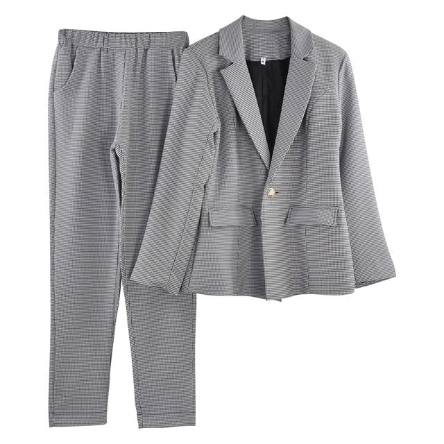 MVGIRLRU stylish Pant Suits office lady workwear singel button 2 pockets lining blazer jacket & pant two piece set
